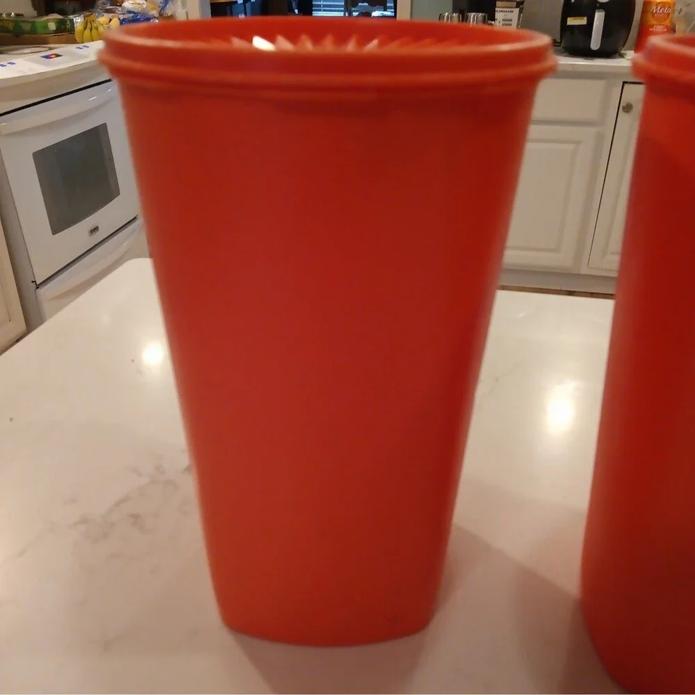 Set Of 2 Vintage Tupperware Large Servalier Canisters 10.5